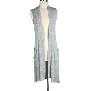 Fig & Olive Longline Vest Cardigan Women Small Space Dye Gray Open Front Pocket